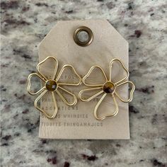 Anthropologie Floral Earrings Never Worn Dainty Flower Earrings Anthropologie Accessories, Floral Earrings, Earrings Color, Flower Earrings, Brown Gold, Anthropologie, Women Accessories, Floral, Gold