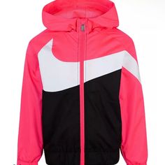 Toddler Girls Oversized Swoosh Windrunner Jacket 4-5 Nike Coat, Nike Windrunner, Windrunner Jacket, Nike Track Jacket, Nike Zip Up, Black Hot Pink, Nikes Girl, Basic Jackets, Well Groomed Men