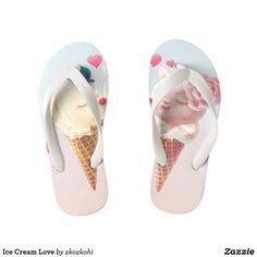 Ice Cream Love Kid's Flip Flops Kids Flip Flops, Chart Design, Custom Accessories, Womens Flip Flop, Kid Shoes, Girls Shoes, Art For Kids, Valentine Day Gifts, Clothing And Shoes