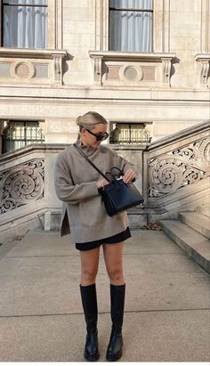 Knee Boots Outfit, Black Boots Outfit, High Boots Outfit, Autumn Fits, Black Knees