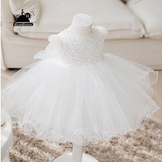 Flower Girl Dresses High-end Sequined White Tulle Flower Girl Dress Tutus Girls Ballet Dress Baptism Dress Baby Girl, Tulle Flower Girl Dress, Beautiful White Dresses, African Dresses For Kids, Girls Ballet, Flower Girl Dresses Tutu, Girls White Dress, Baby Dress Design