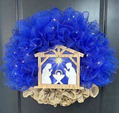 Julie's Crafting Boutique Nativity Wreath Kit - Nativity Wreath Kit - The Wreath Shop Star Wreath Form, Nativity Wreath, Christmas Ornament Coloring Page, Christmas Tree Angel, Wreath Kit, Holiday Wreaths Diy, Easy Diy Wreaths, Christmas Mesh Wreaths, Wreath Making Supplies