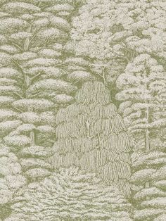 a drawing of trees and bushes in the woods