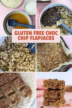 gluten free choc chip flapjacks collage with text overlay