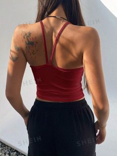 DAZY Women Solid Color Simple And Versatile Everyday Spring/Summer Camisole Top | SHEIN USA Trendy Red Camisole Top, Casual Red Tank Camisole, Red Casual Camisole Crop Top, Red Trendy Camisole Crop Top, Casual Red V-neck Tank Top, Top Shein, Fashion Online Shop, Online Fashion, Men's Clothing