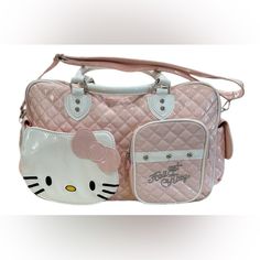 New Hello Kitty Shoulder Bag Pink And White Hand Bag. Large, Snap Pocket On Each Side, 2 Front Pockets That Both Zip, 1 Zip Pocket And 1 Pouch On The Inside. Zip Top Closure, Shoulder Strap Included. White Hand Bag, Sanrio Pink, Shoulder Bag Pink, Hello Kitty Bag, White Hand, Large Shoulder Bags, Zip Top, Pink Bag, Hand Bag