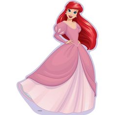 ariel from the little mermaid is wearing a pink dress