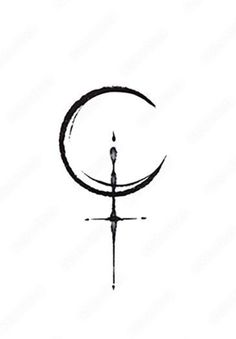 a cross and a crescent tattoo on a white background