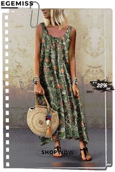 Floral Printed Hippie Sleeveless Maxi Vacation Dresses Casual Multicolor Sleeveless Dress, Casual Floral Print Sleeveless Dress For Beach Season, Casual Sleeveless Floral Dress For Beach Season, Sleeveless Green Floral Maxi Dress, Casual Multicolor Sleeveless Dress For Beach Season, Summer Printed Sleeveless Sundress, Printed Sleeveless Beach Dress, Green Casual Sleeveless Dress For Spring, Green Sleeveless Bodycon Dress For Spring