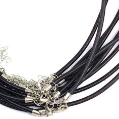 Real Black Leather Necklace Cord 18 inches 2mm - Perfect Pendants Plus Modern Black Necklaces For Everyday Use, Black Necklace With Adjustable Chain For Everyday Use, Modern Black Necklace For Everyday Use, Modern Black Necklace For Everyday, Black Jewelry With Adjustable Chain For Everyday Use, Black Pendant Necklace For Everyday Use, Black Adjustable Necklace For Everyday Use, Adjustable Black Necklace For Everyday Use, Black Jewelry With Adjustable Length For Everyday