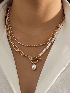 Vintage Chain Necklace, Buckle Necklace, Pearl Chain Necklace, Stacked Necklaces, Mens Jewelry Necklace, Long Chain Necklace, A Necklace, Pearl Pendant Necklace, Pearl Chain