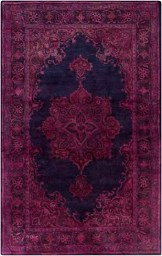 a purple rug with an intricate design on the center and bottom, is shown in full color