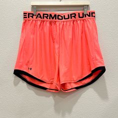 In Excellent New Condition. No Visible Flaws Or Stains. Sporty Under Armour Shorts With Elastic Waistband, Under Armour Moisture-wicking Summer Shorts, Under Armour Pink Sports Shorts, Under Armour Pink Summer Shorts, Pink Under Armour Summer Shorts, Under Armour Casual Pink Shorts, Under Armour Athletic Shorts For Training, Under Armour Pink Shorts, Under Armour Summer Shorts With Elastic Waistband