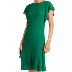 Lauren Ralph Lauren Georgette Flutter Dress-Women. Beautiful Dress For The Holidays . Nwt With $125 Value Green Midi Dress With Flutter Sleeves, Elegant Green Midi Dress With Flutter Sleeves, Elegant Flowy Ruffle Dress With Flutter Sleeves, Elegant Ralph Lauren Dress With Ruffles, Elegant Ruffle Dress With Flutter Sleeves, Ralph Lauren Summer Dresses For Work, Workwear Dress With Ruffle Hem And Flutter Sleeve, Chic Green Ruffle Sleeve Dress, Ralph Lauren Midi Dress For Summer Workwear