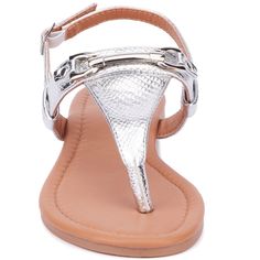 Enjoy a laid-back style with the Angelica sandal, featuring a traditional t-strap design with an ankle strap for minimalistic elegance. Perfect for sunny days, its comfortable fit and versatile styling make it ideal for leisurely outings. Whether paired with shorts, skirts or casual dresses, the Angelica sandal ensures you stay cool and stylish wherever your day takes you. Summer T-strap Sandals With Adjustable Ankle Strap, Trendy Adjustable Strap Sandals, Trendy T-strap Sandals With Adjustable Single Toe Strap, Spring T-strap Sandals With Adjustable Toe Post, Summer Sandals With Adjustable Ankle Strap, Spring Toe Post Sandals With Strap, Spring Toe Post T-strap Sandals With Adjustable Strap, Toe Post Strap Sandals For Spring, Silver Slingback Sandals For Summer