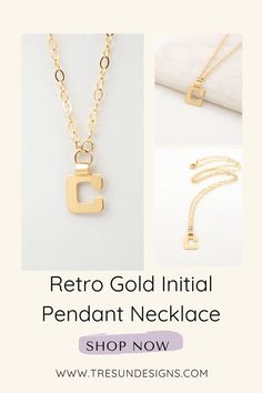 Retro large letter C vintage initial hanging from 14K gold filled chain with lobster clasp Retro Everyday Gold Jewelry, Retro Gold Necklace As A Gift, Retro Gold Necklace Gift, Retro Gold Necklace For Gift, Vintage Gold Initial Necklace As A Gift, Vintage Gold Initial Necklace For Gifts, Vintage Gold Initial Necklace For Gift, Retro Gold Necklaces For Anniversary, Retro Gold Necklace For Anniversary