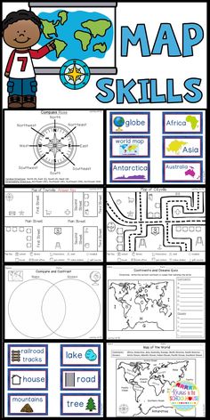 map skills worksheet with pictures and text