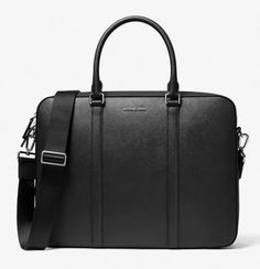 ⚛️100% Authentic Guarantee ⚛️ 👜Michael Kors Men’s Harrison Crossgrain Leather Briefcase 🍒Color: Black 🎁Condition is New with tags 🌿Crossgrain leather and sleek hardware combine for luxe effect on the Harrison briefcase. It features top handles and a removable crossbody strap for versatile carrying options, while the lined interior provides ample space for a laptop or tablet alongside your daily essentials.☘️ * Material: 100% Leather * Lining: 100% polyester * Zip fastening * Adjustable strap Formal Black Bags With Embossed Logo, Black Formal Bag With Embossed Logo, Black Formal Bags With Embossed Logo, Black Bags With Embossed Logo For Formal Occasions, Michael Kors Leather Bags For Work, Michael Kors Leather Work Bag, Modern Black Textured Leather Briefcase, Luxury Bags With Leather Strap For Work, Classic Black Bag With Embossed Logo