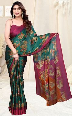 Daily Wear Sarees Casual, Sarees Casual, Blue Color Saree, Daily Wear Sarees, Anarkali Dress Pattern, Floral Work, Casual Saree, Saree Trends, Wedding Prep