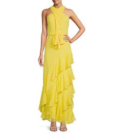 Sale & Clearance Dresses For Women | Dillard's Ralph Lauren Womens Clothing, Ruffle Gown, Ralph Lauren Style, Dillard's, Chic Dress, Ruffle Hem, Halter Neck, Dresses For Women, Lauren Ralph Lauren