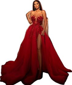 Fitted Bodice Gown For Red Carpet Gala, Red Carpet Ball Gown Evening Dress, Glamorous Red Ball Gown For Prom, Glamorous Sweep Train Dress For Red Carpet, Red Sweetheart Neckline Evening Dress For Banquet, Red Evening Dress With Sweetheart Neckline For Banquet, Fitted Floor-length Ball Gown For Red Carpet, Red Ball Gown Evening Dress For Banquet, Red Floor-length Ball Gown For Prom