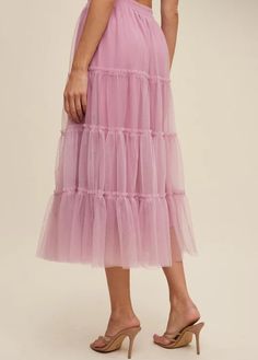 Mauve tiered mesh skirt with elastic waistband and raw hem. Self and Lining 100% Polyester Hand wash in cold. Aprox. measurements in inches: S:Length of self-33, length of lining-28 |Waist-27 M:Length of self-34, length of lining-29 |Waist-29 L:Length of self-34, length of lining-29 |Waist-31 modest dresses, modest dress, modest midi, modest maxi, modest fashion, modest trendy dresses, modest boutique, modest attire, modest clothing, modest tops, modest skirts, modest shop Modest Attire, Skirts Modest, Modest Boutique, Skirt With Elastic Waistband, Modest Maxi, Modest Tops, Fashion Modest, Dress Modest, Modest Dress