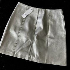 Topshop Metallic Silver Skirt. Feels Like Faux Leather. Zipper Closure On Side. Metallic Mini Skirt, Metallic Midi Skirt, Button Front Denim Skirt, Silver Skirt, Red Mini Skirt, Blue Room, Black Denim Skirt, Halloween Inspo, Trending Fashion Outfits