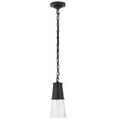 a black and white light hanging from a ceiling fixture