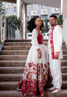 This Ethiopian traditional couples' wedding cloth holds a deep cultural significance, representing the beauty, heritage, and unity of the Ethiopian people. Meticulously crafted with great attention to detail, this wedding ensemble combines various materials, including Menen fabric, lightweight cotton, PC material, and quality thread. At the heart of the wedding cloth lies the exquisite Menen fabric. Menen, renowned for its exceptional beauty and handwoven craftsmanship, adds a touch of elegance Habesha Wedding Dress, Habesha Wedding, Ethiopian People, Couple Clothing, Habesha Kemis, Joyous Celebration, Traditional Weaving, Ethiopia, Wedding Couples