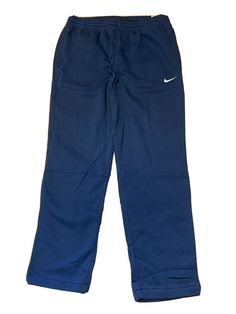 AUTHENTIC NIKE SWOOSH FLEECE SWEAT PANTS 826424-410 NAVY/WHITE STANDARD FIT 2 SIDR POCKETS 80% COTTON  20% POLYESTER Casual Sports Tracksuit With Pockets, Casual Tracksuit With Side Pockets For Sports, Sporty Sweats With Pockets For Sports, Navy Relaxed Fit Activewear For Sports, Comfortable Nike Sweatpants For Sports, Casual Navy Winter Activewear, Navy Sportswear Sweatpants With Pockets, Casual Blue Nike Sweats, Navy Sweatpants With Pockets For Sportswear