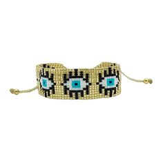 GOLD EVIL EYE a miyuki bracelet – Marce's Jewels Adjustable Hand-strung Cuff Bracelet Gift, Adjustable Beaded Cuff Bracelet As Gift, Adjustable Beaded Cuff Bracelet Gift, Adjustable Beaded Cuff Bracelet For Gifts, Adjustable Evil Eye Beads As Gift, Adjustable Evil Eye Beads For Gifts, Adjustable Cuff Bracelet With Colorful Beads As Gift, Adjustable Cuff Bracelet With Colorful Beads For Gifts, Adjustable Beaded Cuff Bracelet For Beach