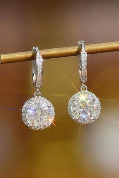 2 Carat Moissanite Round Drop Earrings LOVCIA Luxurious Earrings, Luxury Earrings, Silver Drop Earrings, 2 Carat, Modern Elegance, Touch Of Modern, Exquisite Design, Design Modern, Everyday Wear