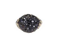 With its modern design and shimmering black diamonds, this Nada Ghazal ring is a playful take on the traditional cocktail ring. The three dimensional blackened 18K yellow gold ring face is encrusted in a surface of sparkling, black diamond pavé and sits at the center of the 18K yellow gold band. As a middle finger ring it will command attention, but it could also be worn as an alternative to the traditional engagement ring for someone with an edgy, modern style. 18K yellow gold ring face : just Traditional Engagement Ring, Alice Cicolini, Digby And Iona, Traditional Engagement, Middle Finger Ring, Traditional Engagement Rings, Anita Ko, Semi Precious Gems, Party Rings