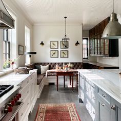 the kitchen is clean and ready to be used as a living room or dining area