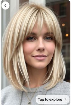 Medium Bob Long Bangs, Blonde Bobs With Bangs, Feathered Bangs Medium Hair, Blonde Shag With Bangs, Short Hair Curls, Hairstyle Short Hair, Haircuts Blonde, Haircuts For Medium Length Hair, Blonde Bob Hairstyles