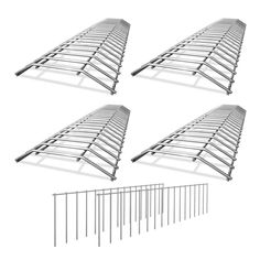 four different angles of a metal rack on a white background with clippings for text