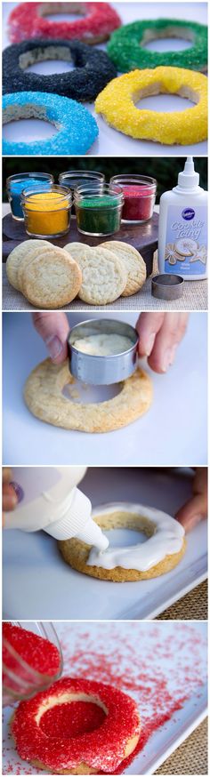 the process of making jelly donuts is shown here