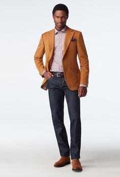 Beyond the Fleetwood's suede-like feel lies a durability and warmth that makes it an undeniable fall essential. This moleskin tan blazer will easily fit in with the rest of your wardrobe-almost as well as it'll fit you. Classic Fall Suede Blazer, Classic Suede Blazer For Workwear, Fall Suede Blazer For Business, Suede Blazer For Business In Fall, Formal Suede Single-breasted Outerwear, Brown Sport Coat For Business Casual, Formal Single Breasted Suede Outerwear, Formal Single-breasted Suede Outerwear, Brown Sport Coat With Welt Pockets For Business Casual