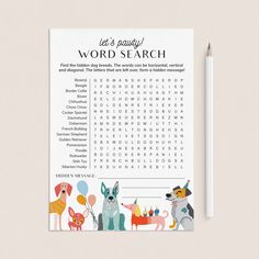 a printable word search for dogs and cats