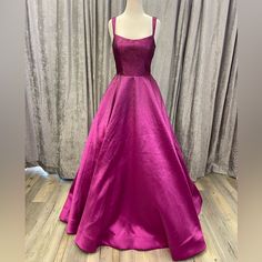 Sherri Hill Ballgown. Magenta Mikado Fabric With Hot Stones. Gorgeous Sparkle :) Nwt. Never Worn Or Altered. Silk A-line Evening Gown, Silk A-line Gown For Evening, Silk Ball Gown With Fitted Bodice, Silk Ball Gown With Lined Bodice, Elegant Purple A-line Gown, Floor-length Silk Ball Gown For Prom, Silk Prom Gown With Lined Bodice, Silk Gown With Fitted Bodice For Prom Season, Silk Ball Gown With Sweep Train