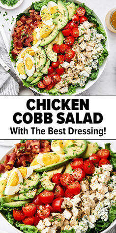 Chicken cobb salad recipe. Chopped Cobb Salad, Chicken Egg Salad, Cobb Salad Dressing, Chicken Cobb Salad, Classic Cobb Salad, Lettuce Recipes, Cobb Salad Recipe, Chicke Recipes, Chopped Salad Recipes