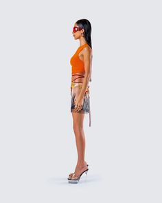 A free spirit with a wild heart ☀️ Live out your boho dreams with this uniquely gorgeous 2 piece set - featuring an orange mesh asymmetrical top and embroidered mesh mini skirt ✨ Fuzzy Skirt, White Corset Dress, Denim Pleated Skirt, Mesh Mini Skirt, Vegan Leather Skirt, Red Mini Skirt, Chain Dress, Orange Satin, Flare Jumpsuit