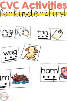 the cvc activities for beginning and ending sounds are shown in this printable book