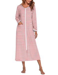 PRICES MAY VARY. Soft and Lightweight Housecoat: The long housecoat is made of 95% Rayon, 5% Spandex, which is a comfy and lightweight fabric that doesn't wrinkles as much as pure cotton may do. The zipper nightgown keeps you relaxed during sleeping and lounging. Zipper Front Robe: The women robe features a full zippered front, it's convenient to put on and take off, which is suitable for people after surgery and labor. And it's also perfect for after shower, while makeup in the morning. 2 Large Women Robe, Long House, House Coat, Patches Fashion, After Surgery, Women's Robe, House Dress, Nightgowns, Clothing Care