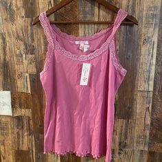 Nwt Women Summer Sleeveless Tank Solid Candy Colour Basic Camisole Floral Lace Trims Size Xl Q19 Sleeveless Cotton Tops With Lace Trim, Spring Scoop Neck Tank Top With Lace Trim, Feminine Lace Trim Tank Top, Stretch Sleeveless Camisole For Loungewear, Spring Lace Trim Scoop Neck Tank Top, Feminine Lace Trim Sleeveless Blouse Tank Top, Spring Cami Tank Top For Loungewear, Pink Sleeveless Top For Loungewear, Pink Sleeveless Camisole For Loungewear