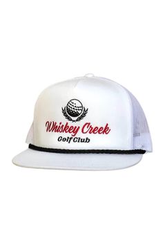 Whiskey Bent Whiskey Creek Golf Trucker Hat for Men in White Golf Hats Mens, Hats Trucker, Golf Graphic, Royal Eagle, Men In White, Par Tee, Mens Trucker Hat, Golf Day, Logo Placement