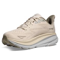 An award-winning running shoe crafted with remarkable consideration for the human body Beige Cushioned Running Shoes, Sporty Sneakers With Cushioning For Sports, Hoka Clifton 9, Clifton 9, Hoka Clifton, Shoe Crafts, The Human Body, Running Shoe, Award Winning