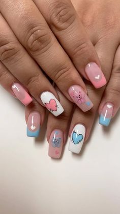 Gender Reveal Nail Designs, Mama Nails, Gender Reveal Ideas Nails, Pregnancy Nails Designs, Pregnancy Announcement Nails, Baby Shower Nails Ideas, Gender Nails Ideas, Baby Shower Nail Ideas