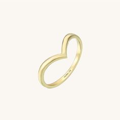 Wishbone Curve Stacking Ring in 14k Solid Gold Stackable Heart Ring In 14k Gold, Classic Stackable Yellow Gold Heart Ring, Stackable 14k Gold Heart Ring With Round Band, 14k Gold Stackable Heart Ring With Round Band, Classic Gold Stackable Heart Ring, Classic Sterling Silver Heart Ring In Yellow Gold, Modern 14k Yellow Gold Heart Ring, Timeless 14k Yellow Gold Heart Ring, Minimalist Polished Yellow Gold Heart Ring