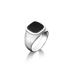 Cushion cut black onyx victorian ring for men, Engraved lily on side cool ring for husband, 925 sterling silver ring This lovely gemstone ring is perfect for daily wear. It is crafted from fine 925K sterling silver and has the most intricate details that are sure to catch the eye of anyone who sees it. Handcrafted with love and joy, this ring will be with you for years to come, possibly even taking its place as a family heirloom for generations to come! With its detailed handmade engravings, thi Silver Onyx Signet Ring With Polished Finish, Formal Silver Signet Ring With Black Enamel, Classic White Gold Onyx Rings, Classic Onyx Rings For Promise, Classic Onyx Promise Ring, Classic Black Open Signet Ring, Classic Black Engraved Promise Ring, Black Classic Open Signet Ring, Minimalist Engraved Black Signet Ring